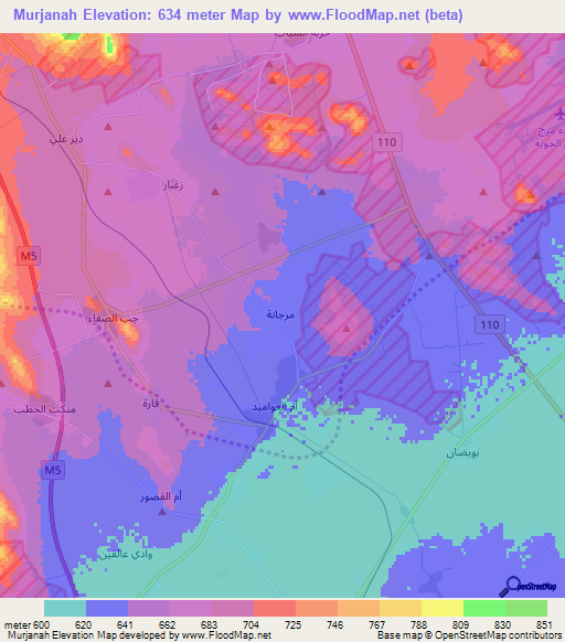 Murjanah,Syria Elevation Map
