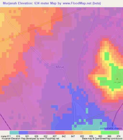 Murjanah,Syria Elevation Map