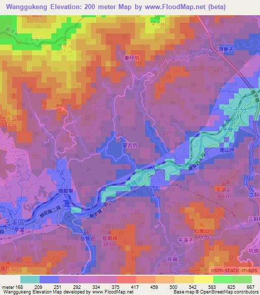 Wanggukeng,Taiwan Elevation Map