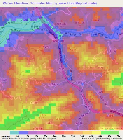 Wai'an,Taiwan Elevation Map