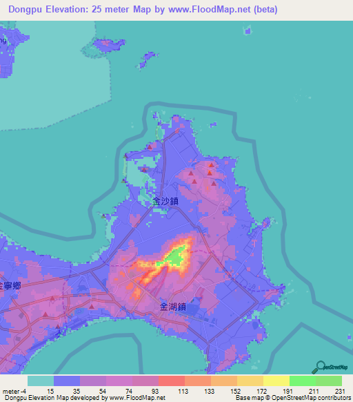 Dongpu,Taiwan Elevation Map