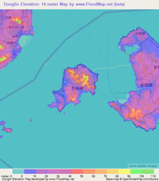 Donglin,Taiwan Elevation Map