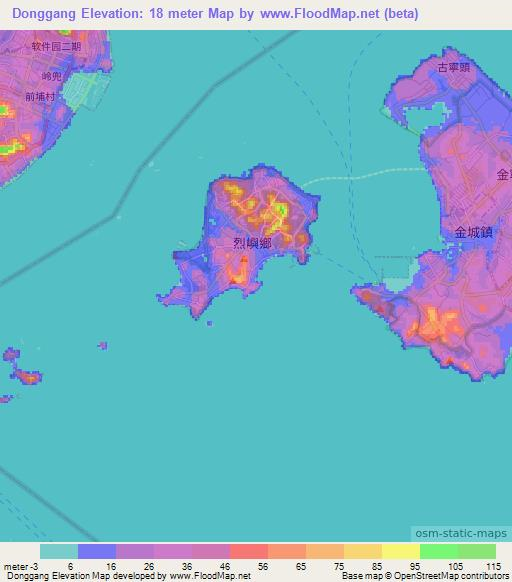 Donggang,Taiwan Elevation Map