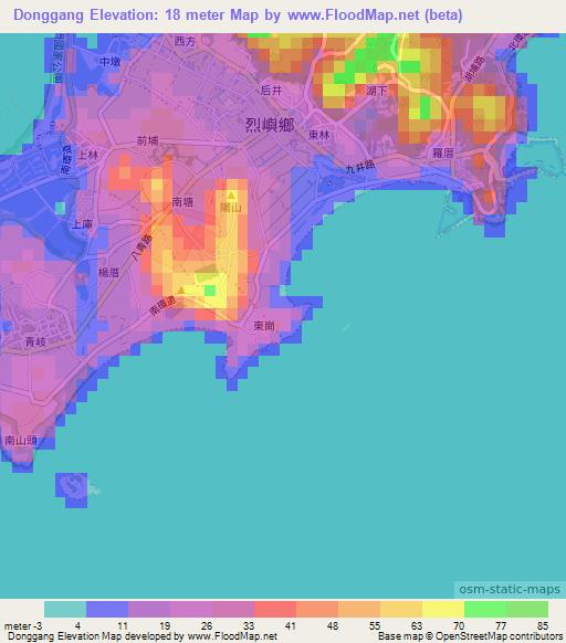 Donggang,Taiwan Elevation Map