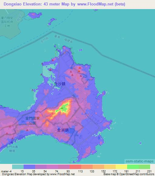 Dongxiao,Taiwan Elevation Map