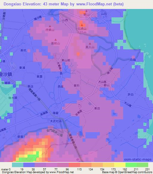 Dongxiao,Taiwan Elevation Map