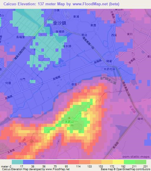 Caicuo,Taiwan Elevation Map