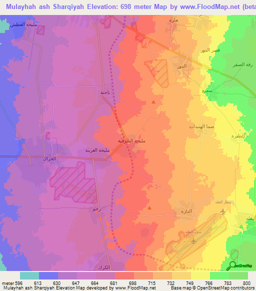 Mulayhah ash Sharqiyah,Syria Elevation Map