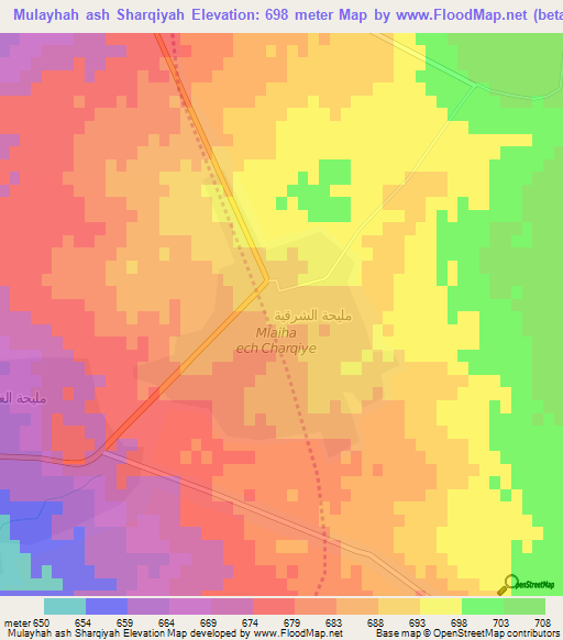 Mulayhah ash Sharqiyah,Syria Elevation Map