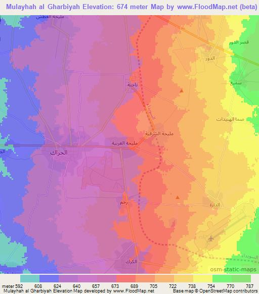 Mulayhah al Gharbiyah,Syria Elevation Map