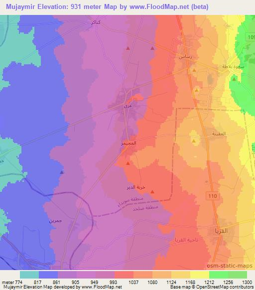 Mujaymir,Syria Elevation Map