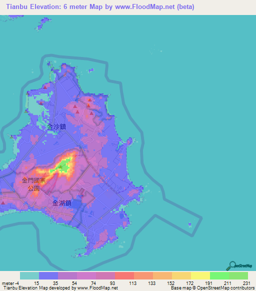 Tianbu,Taiwan Elevation Map