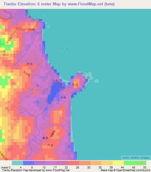 Tianbu,Taiwan Elevation Map