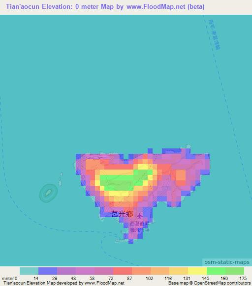 Tian'aocun,Taiwan Elevation Map