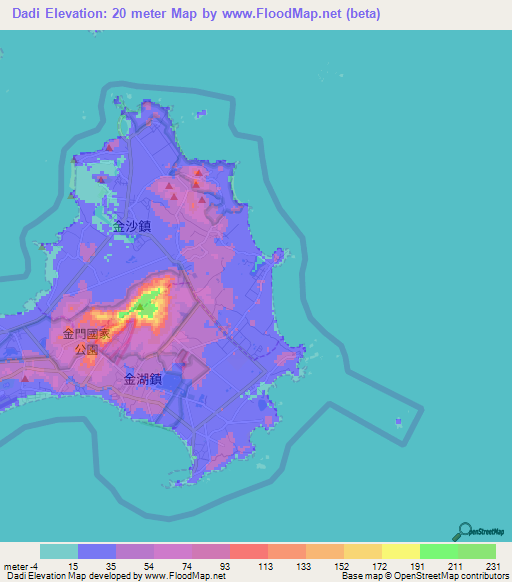 Dadi,Taiwan Elevation Map