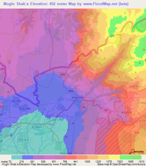 Mughr Shab`a,Syria Elevation Map