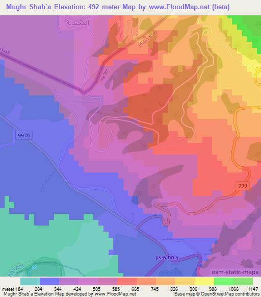 Mughr Shab`a,Syria Elevation Map