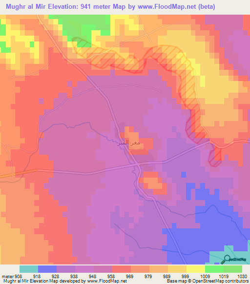 Mughr al Mir,Syria Elevation Map