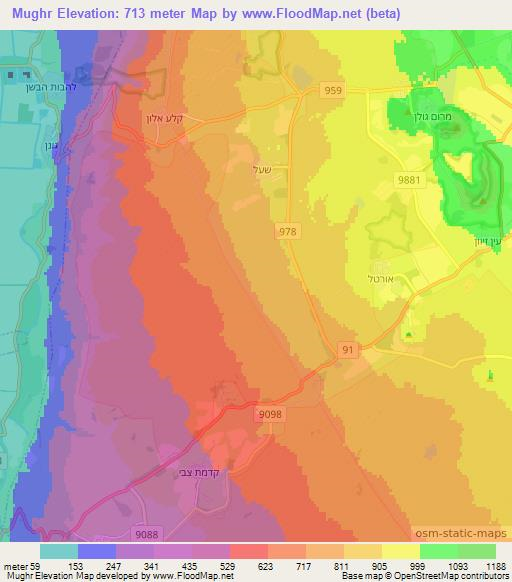 Mughr,Syria Elevation Map