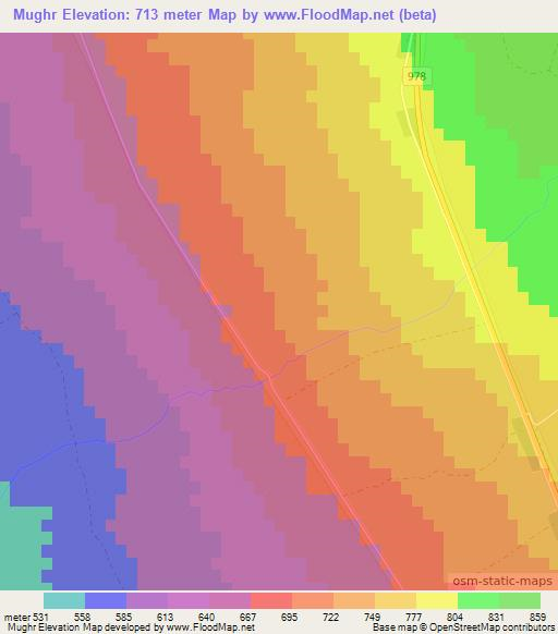 Mughr,Syria Elevation Map
