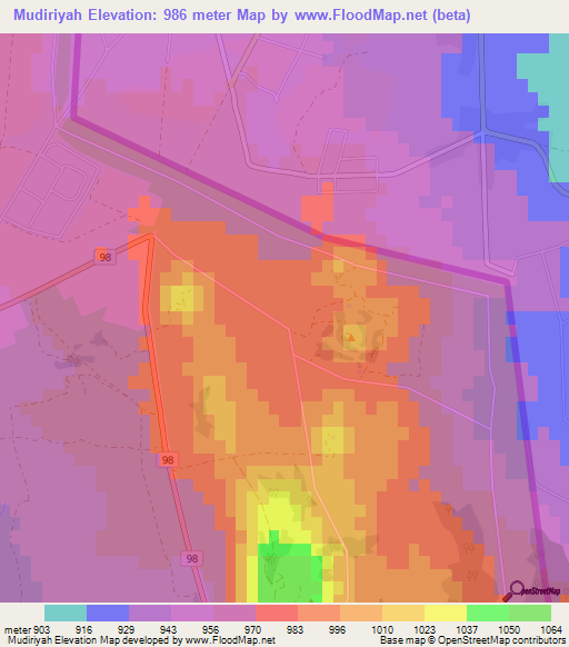 Mudiriyah,Syria Elevation Map