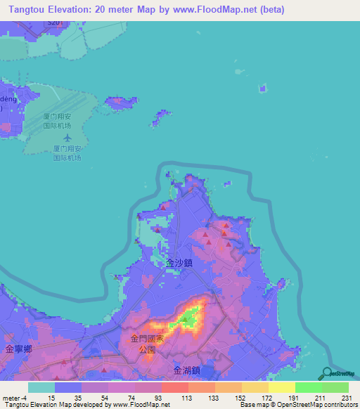 Tangtou,Taiwan Elevation Map