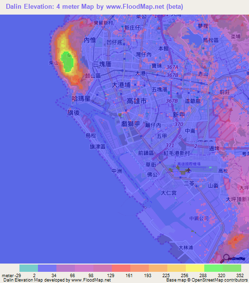 Dalin,Taiwan Elevation Map