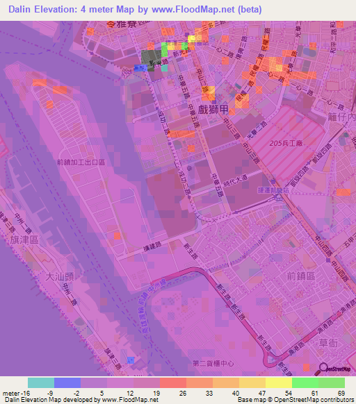 Dalin,Taiwan Elevation Map