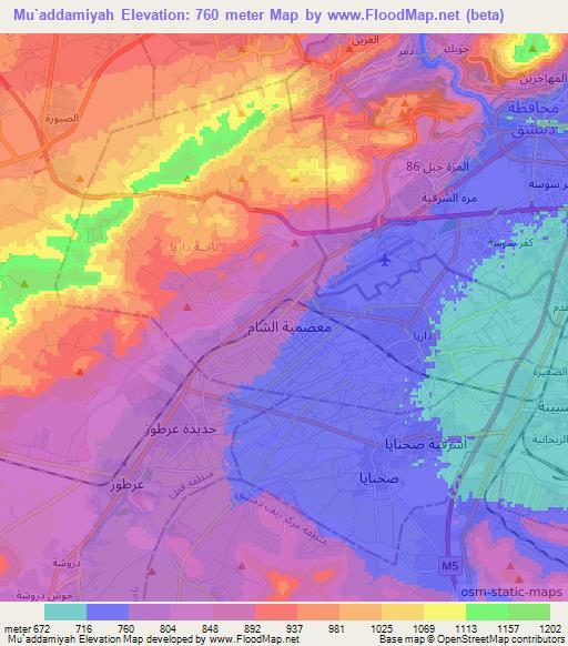 Mu`addamiyah,Syria Elevation Map
