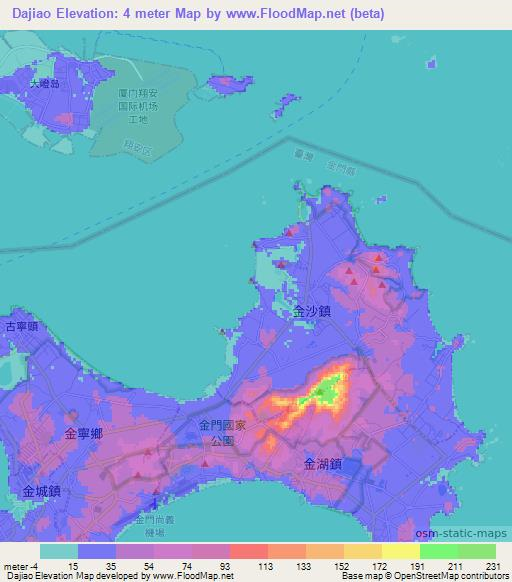 Dajiao,Taiwan Elevation Map
