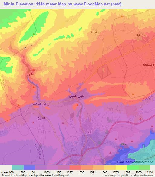 Minin,Syria Elevation Map