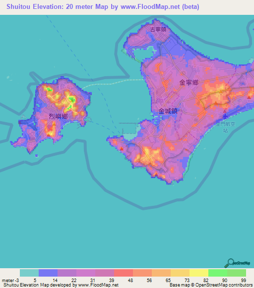 Shuitou,Taiwan Elevation Map