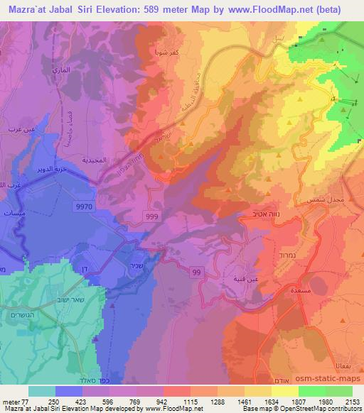 Mazra`at Jabal Siri,Syria Elevation Map