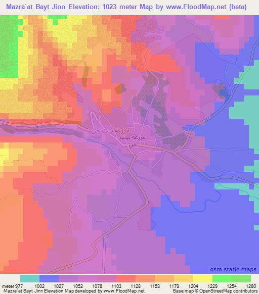 Mazra`at Bayt Jinn,Syria Elevation Map