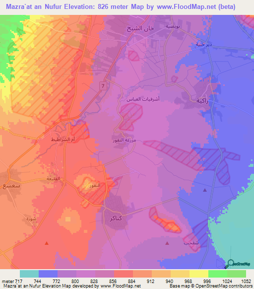 Mazra`at an Nufur,Syria Elevation Map