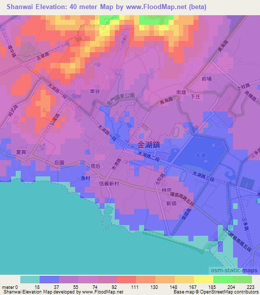Shanwai,Taiwan Elevation Map