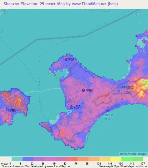 Shanzao,Taiwan Elevation Map