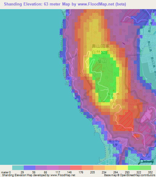 Shanding,Taiwan Elevation Map