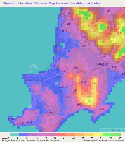 Shanglin,Taiwan Elevation Map