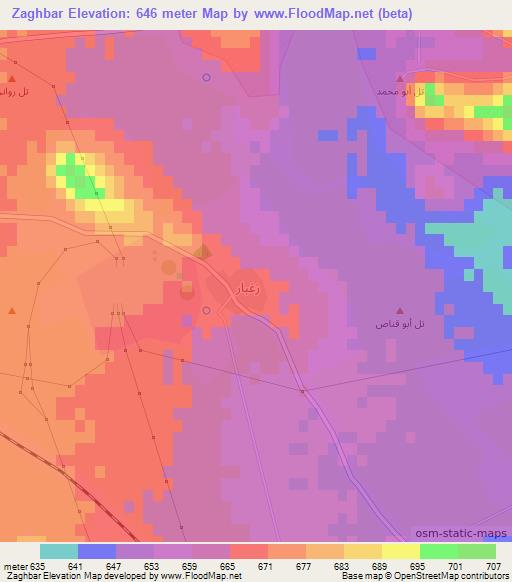 Zaghbar,Syria Elevation Map