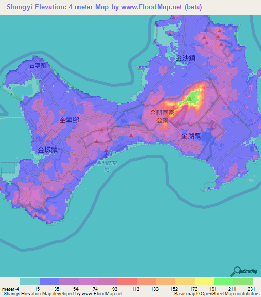 Shangyi,Taiwan Elevation Map