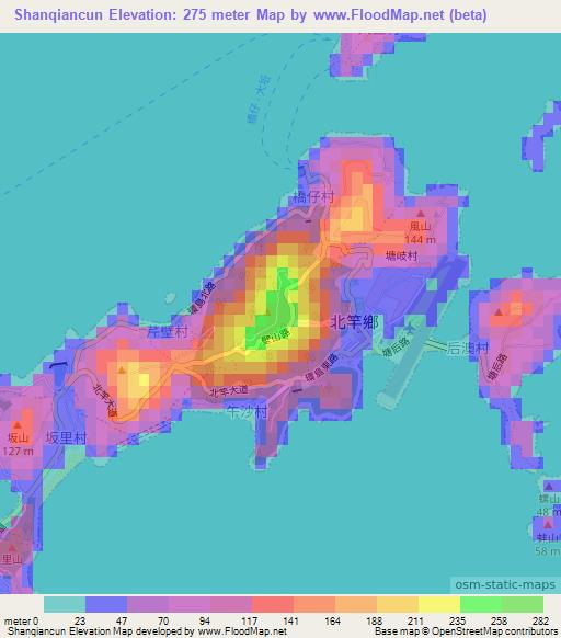 Shanqiancun,Taiwan Elevation Map