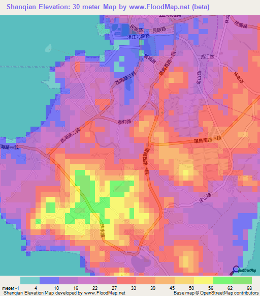 Shanqian,Taiwan Elevation Map