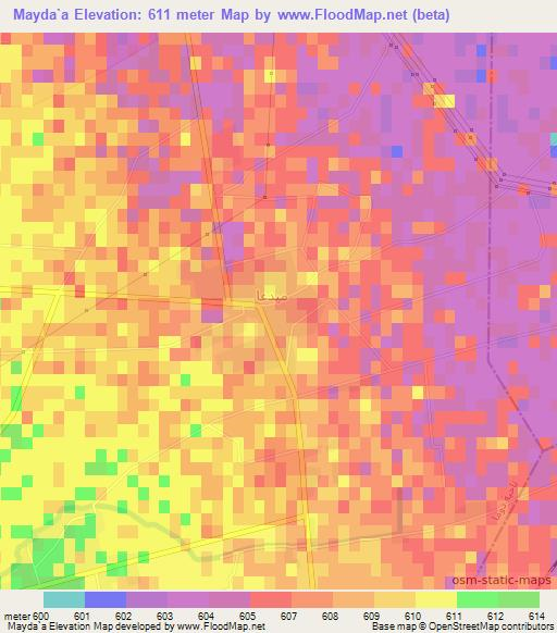 Mayda`a,Syria Elevation Map