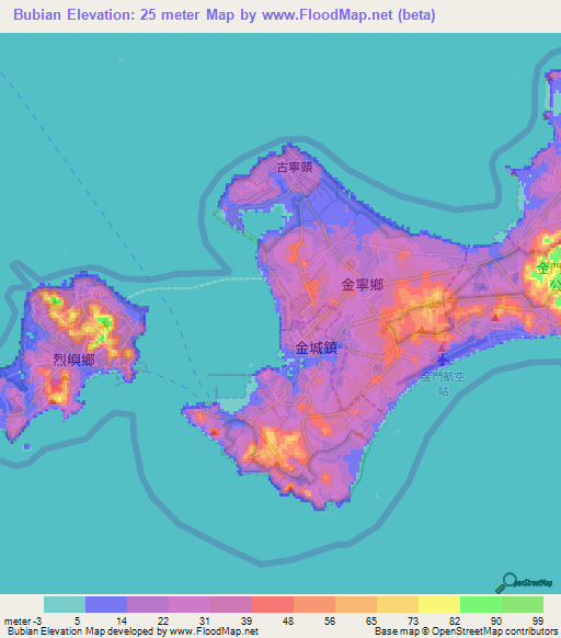 Bubian,Taiwan Elevation Map