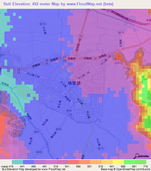 Buli,Taiwan Elevation Map