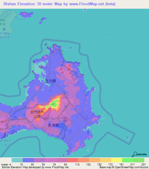 Bishan,Taiwan Elevation Map