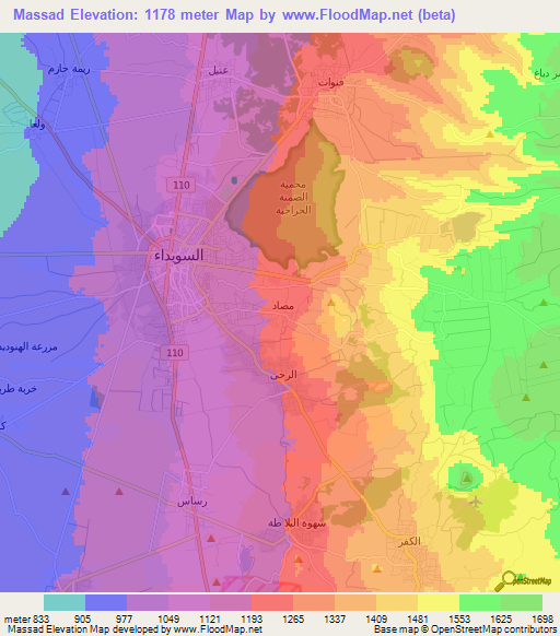 Massad,Syria Elevation Map