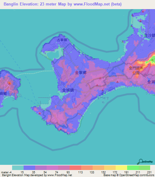 Banglin,Taiwan Elevation Map