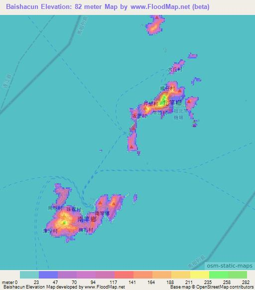 Baishacun,Taiwan Elevation Map
